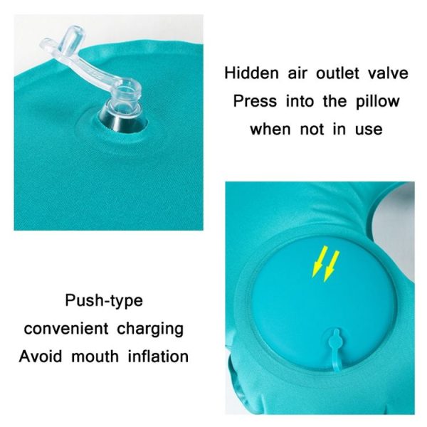 Travel Inflatable Press U-Shaped Neck Guard Pillow, Colour: Flocked U009-04(Medium Blue) - Image 4