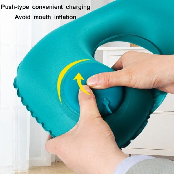Travel Inflatable Press U-Shaped Neck Guard Pillow, Colour: Flocked U009-04(Medium Blue) - Image 6