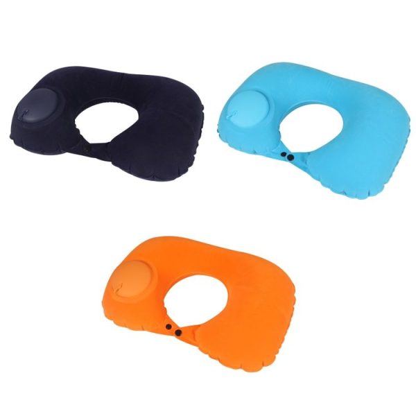 Travel Inflatable Press U-Shaped Neck Guard Pillow, Colour: Flocked U009-05(Dark Blue) - Image 2