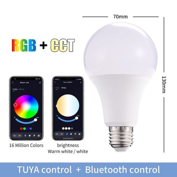 2 PCS Tuya TY-10W RGB+CCT Bluetooth Mobile Phone Control Smart LED Bulb Ball (RGB + Warm + White Light) - Image 3