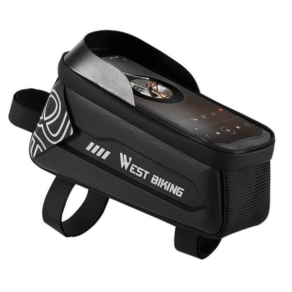 WEST BIKING Bicycle Upper Tube 2.2L Hard Shell Bag For 7.4 Inch Mobile Phone (Black)