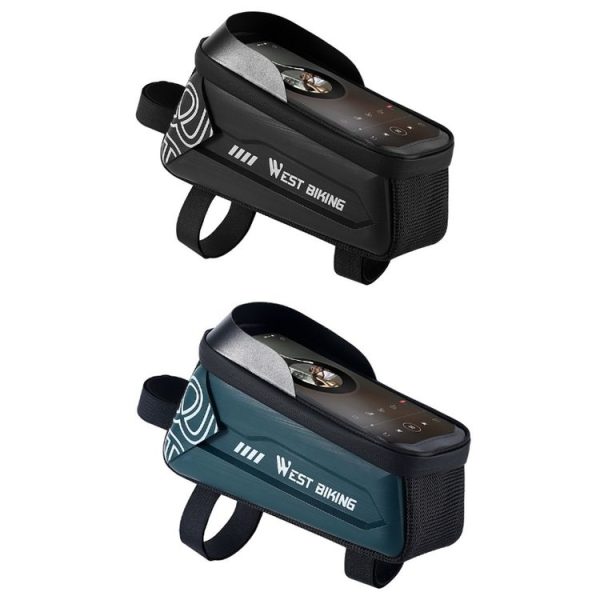 WEST BIKING Bicycle Upper Tube 2.2L Hard Shell Bag For 7.4 Inch Mobile Phone (Black) - Image 2
