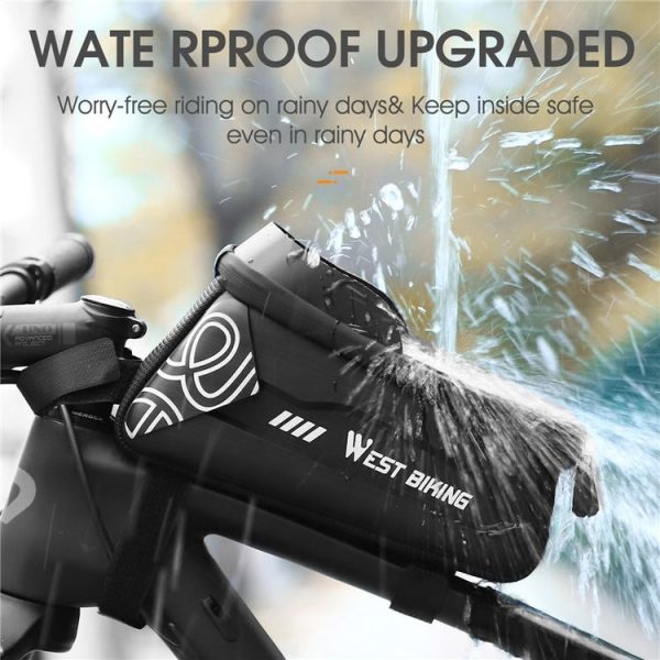 WEST BIKING Bicycle Upper Tube 2.2L Hard Shell Bag For 7.4 Inch Mobile Phone (Black) - Image 5
