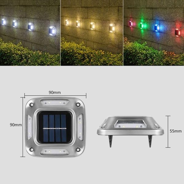 8 LED Solar Wall Lamp Outdoor Stainless Steel Buried Light (Warm Light) - Image 3
