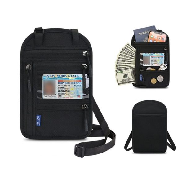 RFID Multi-Function Halter Passport Bag Certificate Protection Cover (Black) - Image 2