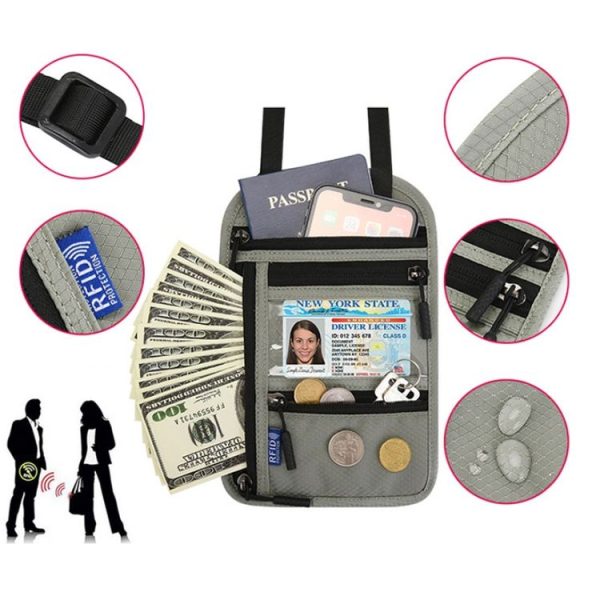 RFID Multi-Function Halter Passport Bag Certificate Protection Cover (Black) - Image 3