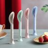 2 PCS 3 in 1 Wheat Straw Portable Knife, Fork, Spoon Cutlery Set (Green) - Image 2