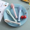 2 PCS 3 in 1 Wheat Straw Portable Knife, Fork, Spoon Cutlery Set (Green) - Image 3