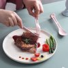 2 PCS 3 in 1 Wheat Straw Portable Knife, Fork, Spoon Cutlery Set (Green) - Image 4