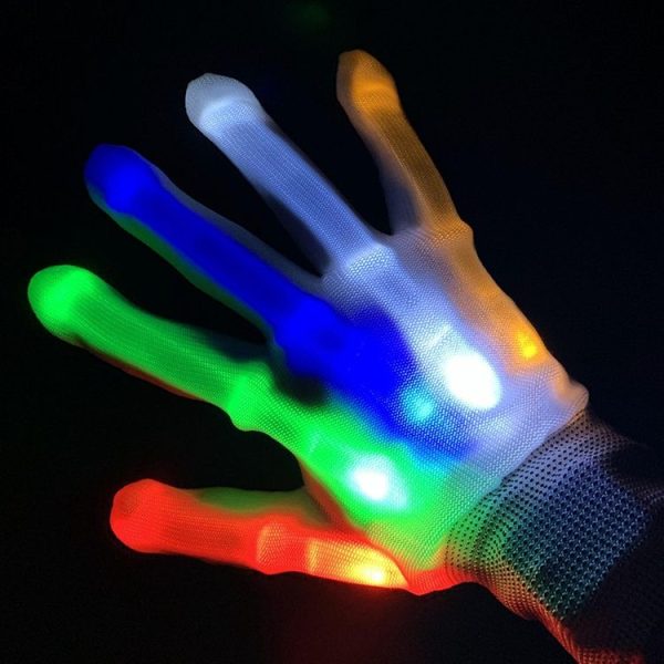 1 Pairs Hand Bones LED Glowing Gloves, Size: XL (Colorful)