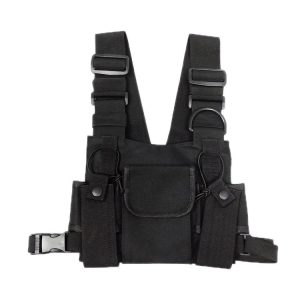 Hip-Hop Functional Chest Bag Vest Trendy Backpack (Black)