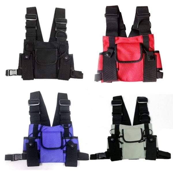 Hip-Hop Functional Chest Bag Vest Trendy Backpack (Black) - Image 2