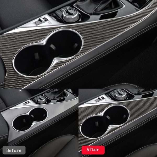 Car Water Cup Holder Panel Carbon Fiber Decorative Stickers For Infiniti Q50L / Q60, Drive On The Right - Image 6