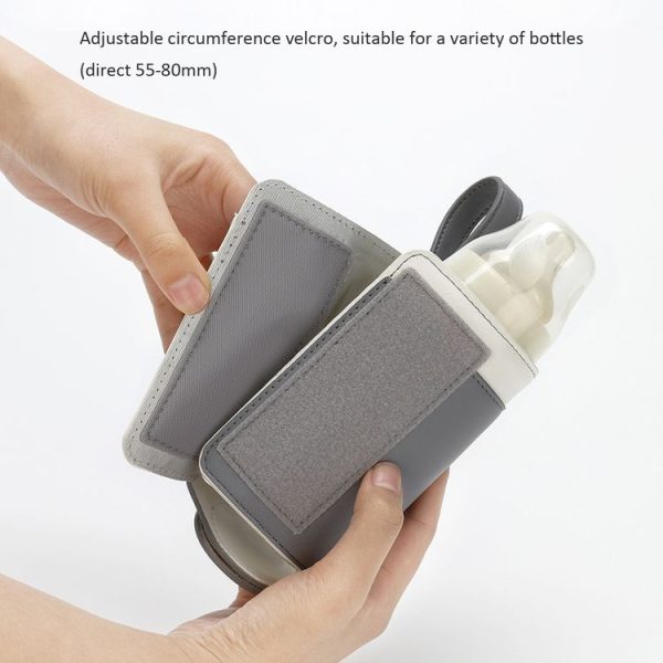027 Leather Insulated Baby Bottle Cover Heating Bottle Bag, Size: Free Size (Navy Blue) - Image 5