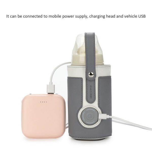 027 Leather Insulated Baby Bottle Cover Heating Bottle Bag, Size: Free Size (Navy Blue) - Image 7
