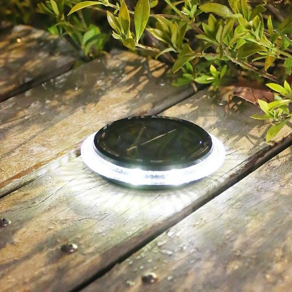 8 LED Solar Outdoor Waterproof Transparent Buried Light (Round-White Light)