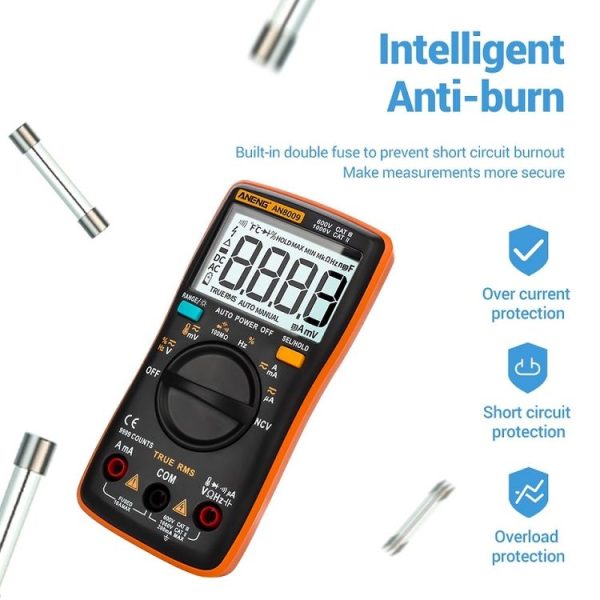ANENG AN8009 NVC Digital Display Multimeter, Specification: Standard with Cable (Blue) - Image 5