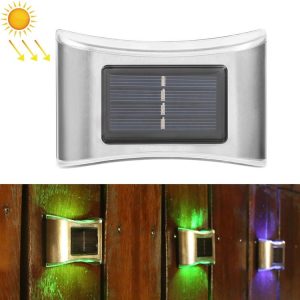 6 LED Solar Outdoor Garden Stainless Steel Wall Lamp (Color Light)