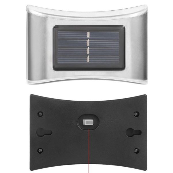 6 LED Solar Outdoor Garden Stainless Steel Wall Lamp (Color Light) - Image 3