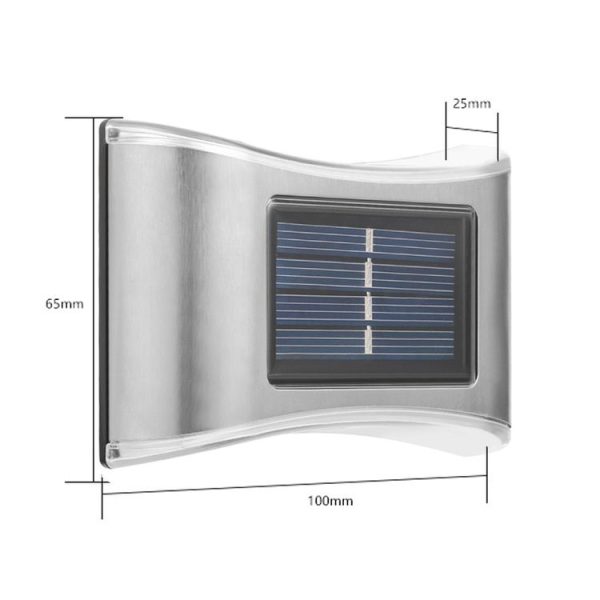 6 LED Solar Outdoor Garden Stainless Steel Wall Lamp (Color Light) - Image 4