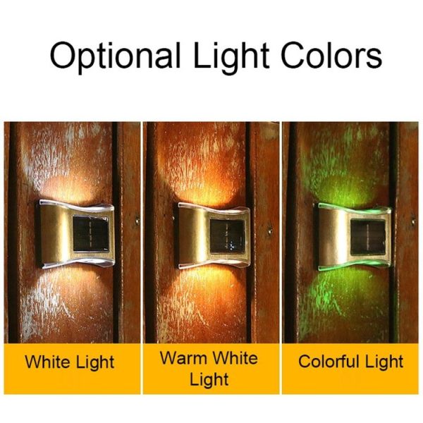 6 LED Solar Outdoor Garden Stainless Steel Wall Lamp (Color Light) - Image 6
