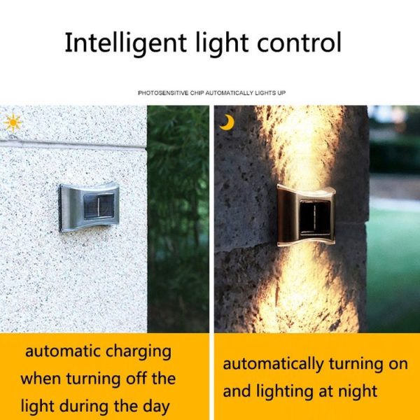 6 LED Solar Outdoor Garden Stainless Steel Wall Lamp (Color Light) - Image 7