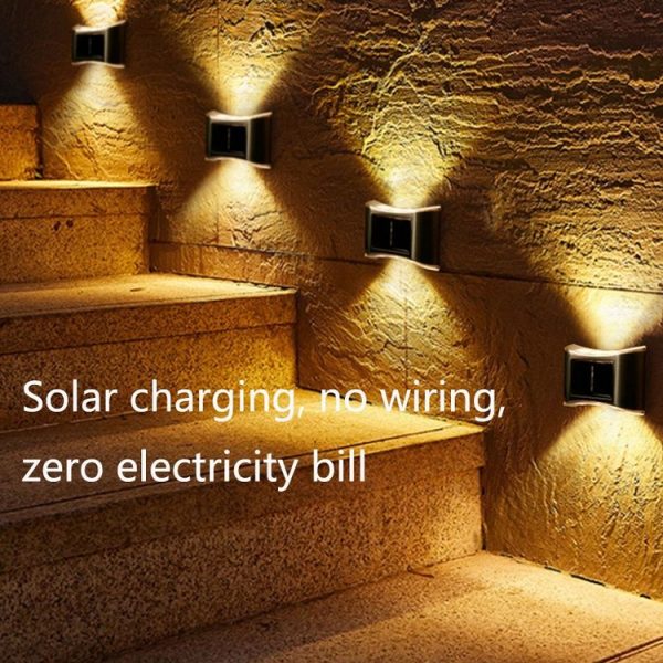 6 LED Solar Outdoor Garden Stainless Steel Wall Lamp (Color Light) - Image 8