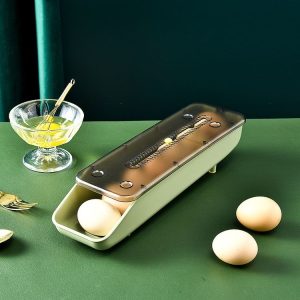 Automatically Fill The Egg Storage Box Refrigerator Fresh-Keeping Box (Bean Green)