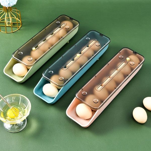 Automatically Fill The Egg Storage Box Refrigerator Fresh-Keeping Box (Bean Green) - Image 2