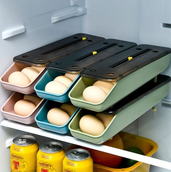 Automatically Fill The Egg Storage Box Refrigerator Fresh-Keeping Box (Bean Green) - Image 4