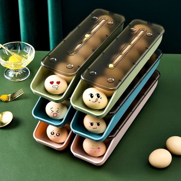 Automatically Fill The Egg Storage Box Refrigerator Fresh-Keeping Box (Bean Green) - Image 6