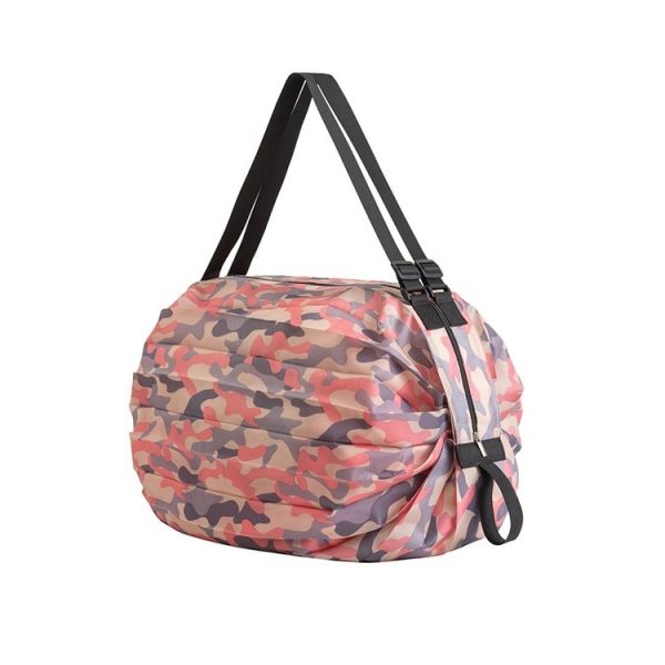 Shopping Bag Foldable Travel Shoulder Portable Bag (Pink Colorful) - Image 2