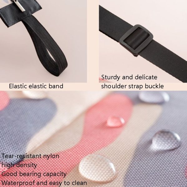 Shopping Bag Foldable Travel Shoulder Portable Bag (Pink Colorful) - Image 5
