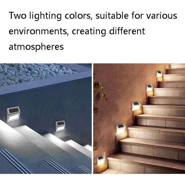 6 LED Solar Stainless Steel Stair Ladder Lamp Wall Light (Warm Light) - Image 5