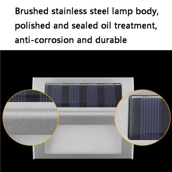 6 LED Solar Stainless Steel Stair Ladder Lamp Wall Light (Warm Light) - Image 6