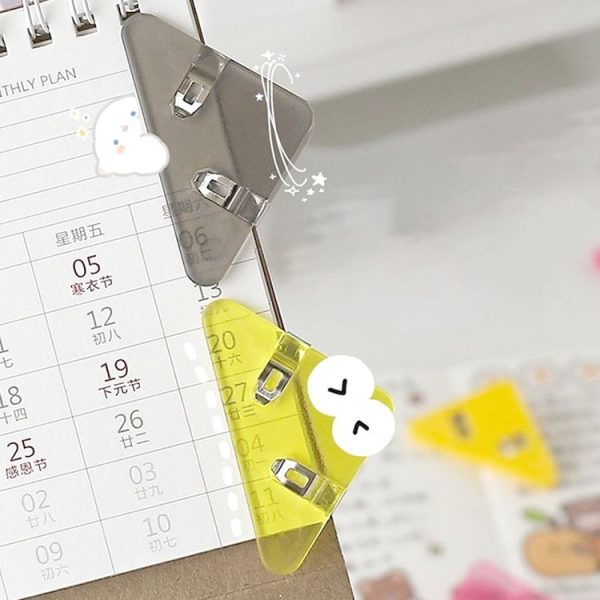 14 PCS Student Test Paper Storage Triangle Book Edge Clip (Solid Pink) - Image 4