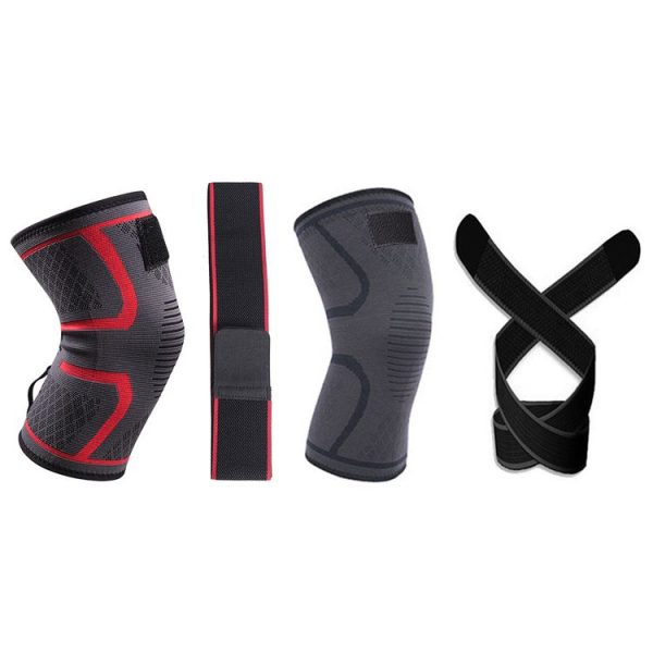 Pressurized Tape Knit Sports Knee Pad, Specification: M (Red) - Image 2