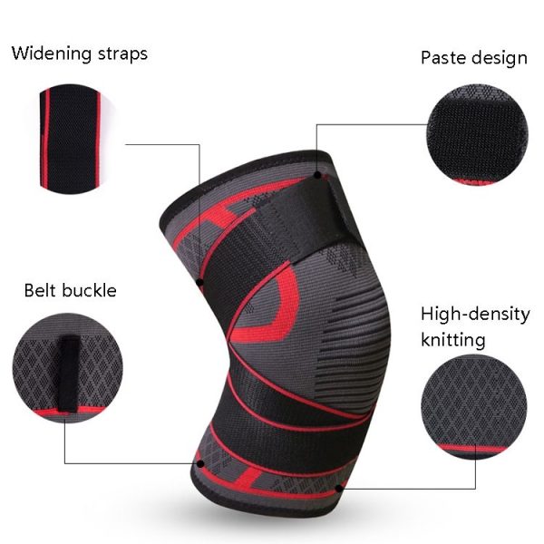 Pressurized Tape Knit Sports Knee Pad, Specification: M (Red) - Image 3