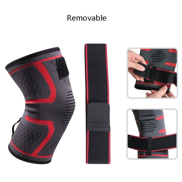Pressurized Tape Knit Sports Knee Pad, Specification: M (Red) - Image 4
