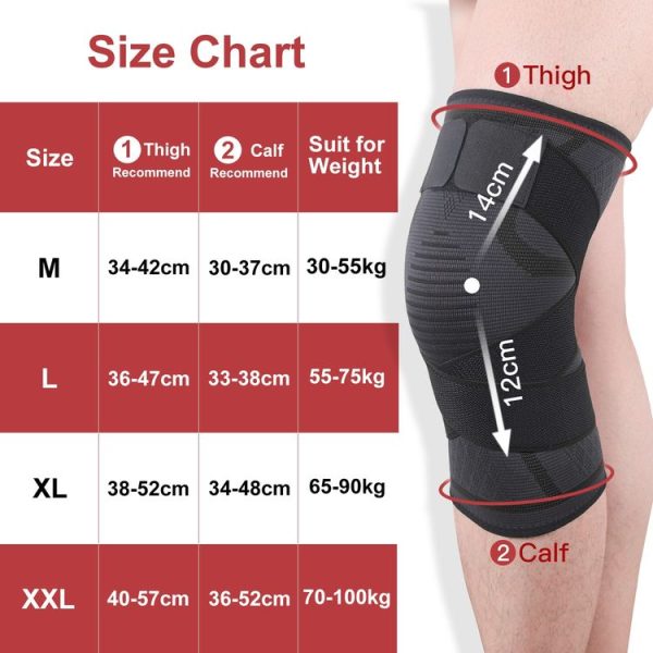 Pressurized Tape Knit Sports Knee Pad, Specification: M (Red) - Image 7
