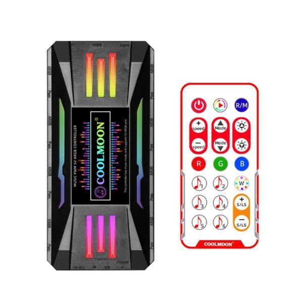COOLMOON CM-MPAC PWM 5V ARGB Cooling Fan Remote Control For PC Case Chassis, Style: 4 in 1 (Black)