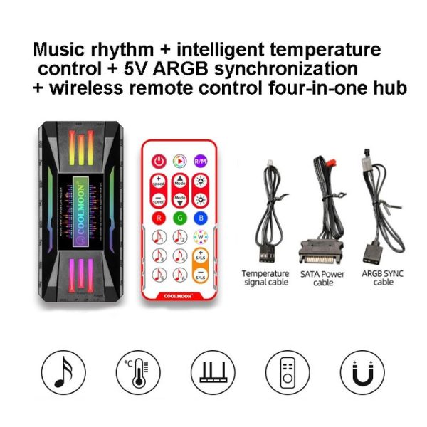 COOLMOON CM-MPAC PWM 5V ARGB Cooling Fan Remote Control For PC Case Chassis, Style: 4 in 1 (Black) - Image 2