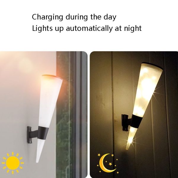 N231 Circular Cone Solar Wall Lamp Outdoor Garden Landscape Light, Style: Colorful Light - Image 4