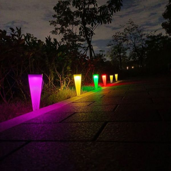 N231 Circular Cone Solar Wall Lamp Outdoor Garden Landscape Light, Style: Colorful Light - Image 5