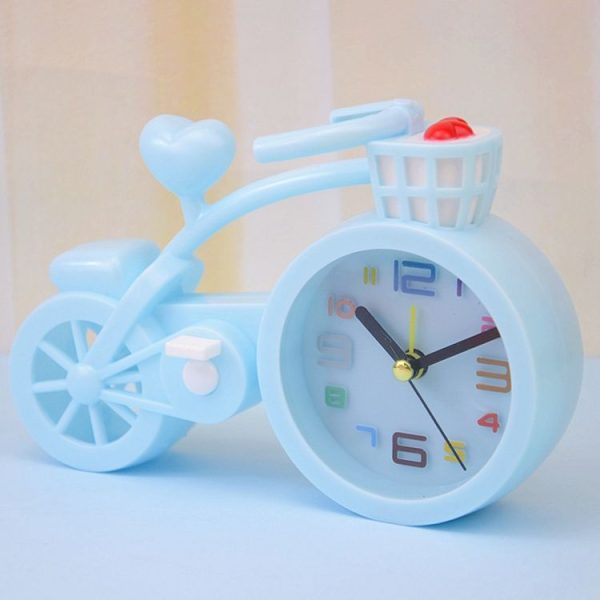 Bicycle-shaped Desktop Alarm Clock Student Gifts (Light Blue)