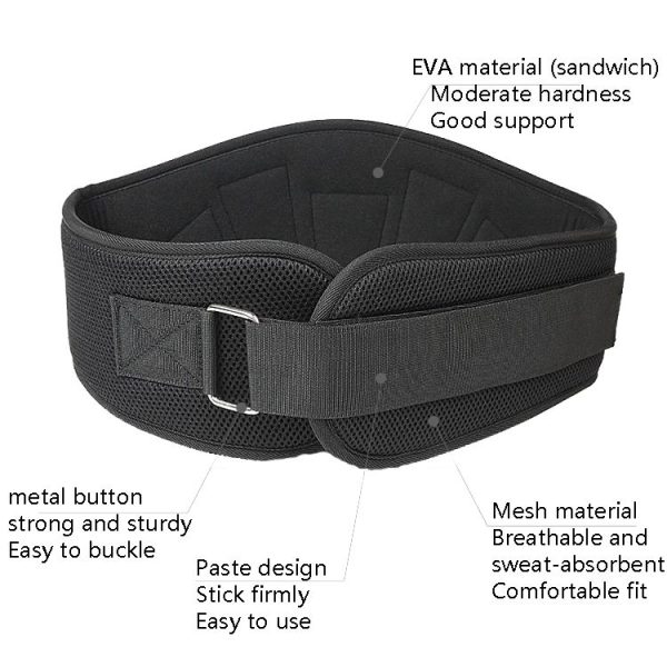 Sports Waist Support Squat Weightlifting Training Belt, Size: L (Black) - Image 4