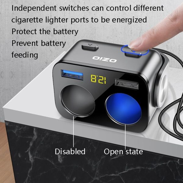 Ozio Car Charger Cigarette Lighter Conversion Plug, Model: Y48QA Black All Agreement Flash Charge - Image 4