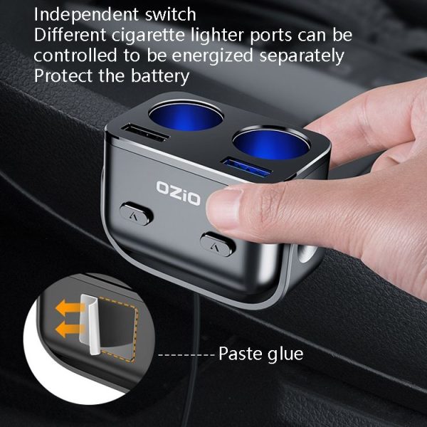 Ozio Car Charger Cigarette Lighter Conversion Plug, Model: Y48QA Black All Agreement Flash Charge - Image 7