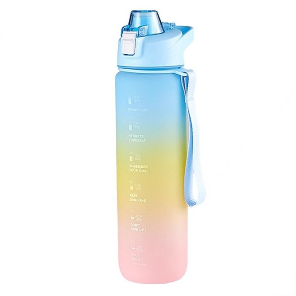 1000ml Large Capacity Gradient ColorsPlastic Sports Water Cup (Sky Blue)