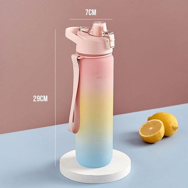 1000ml Large Capacity Gradient ColorsPlastic Sports Water Cup (Sky Blue) - Image 3